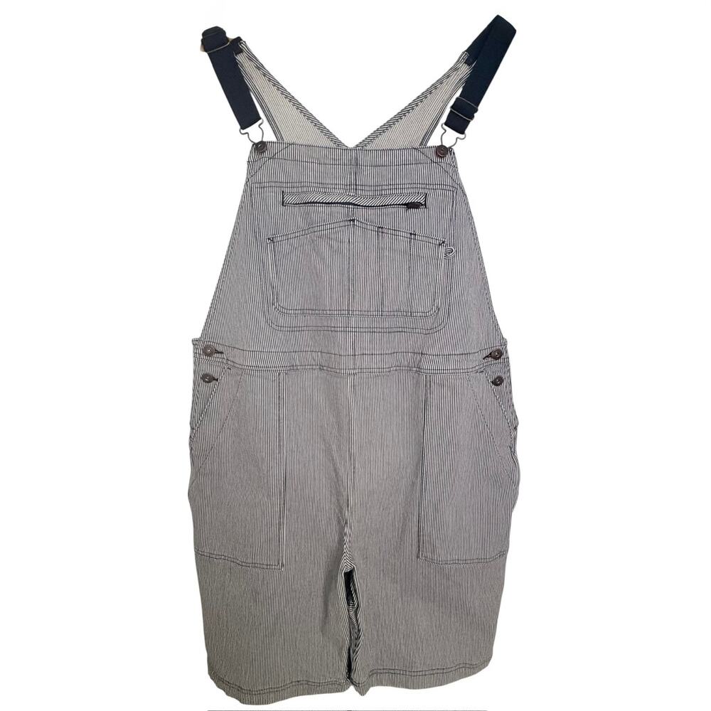 Duluth Trading Women's XL Rootstock Gardening Short Overalls Hickory Stripe